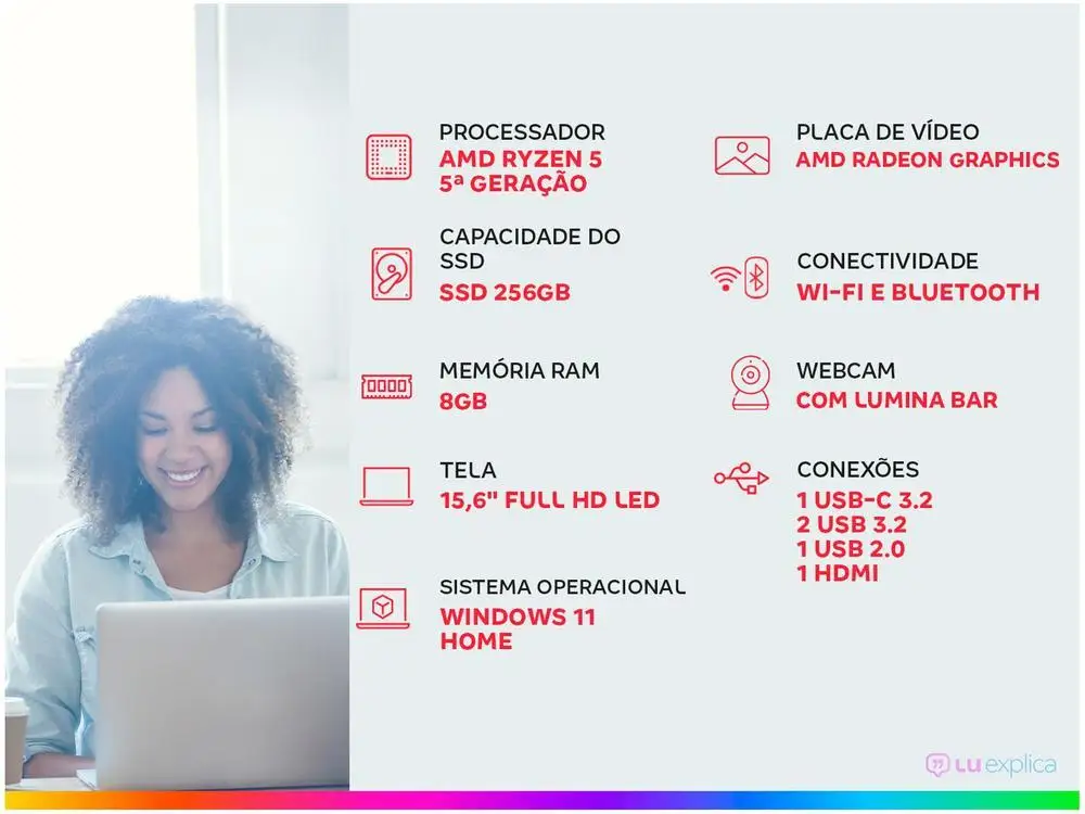 Notebook Positivo Vision R15 R58256 A-15 AMD Ryzen 5 8GB RAM - Image 2